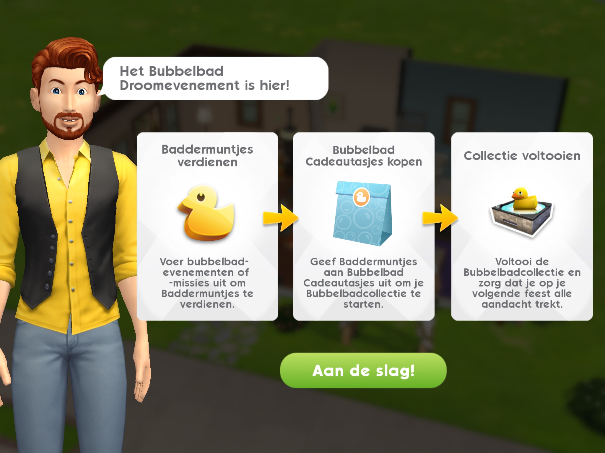Bubbelbad Droomevenement begonnen in De Sims Mobile