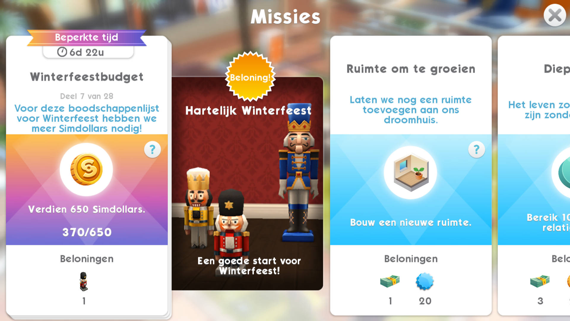 Hartelijk Winterfeest evenement gestart in De Sims Mobile