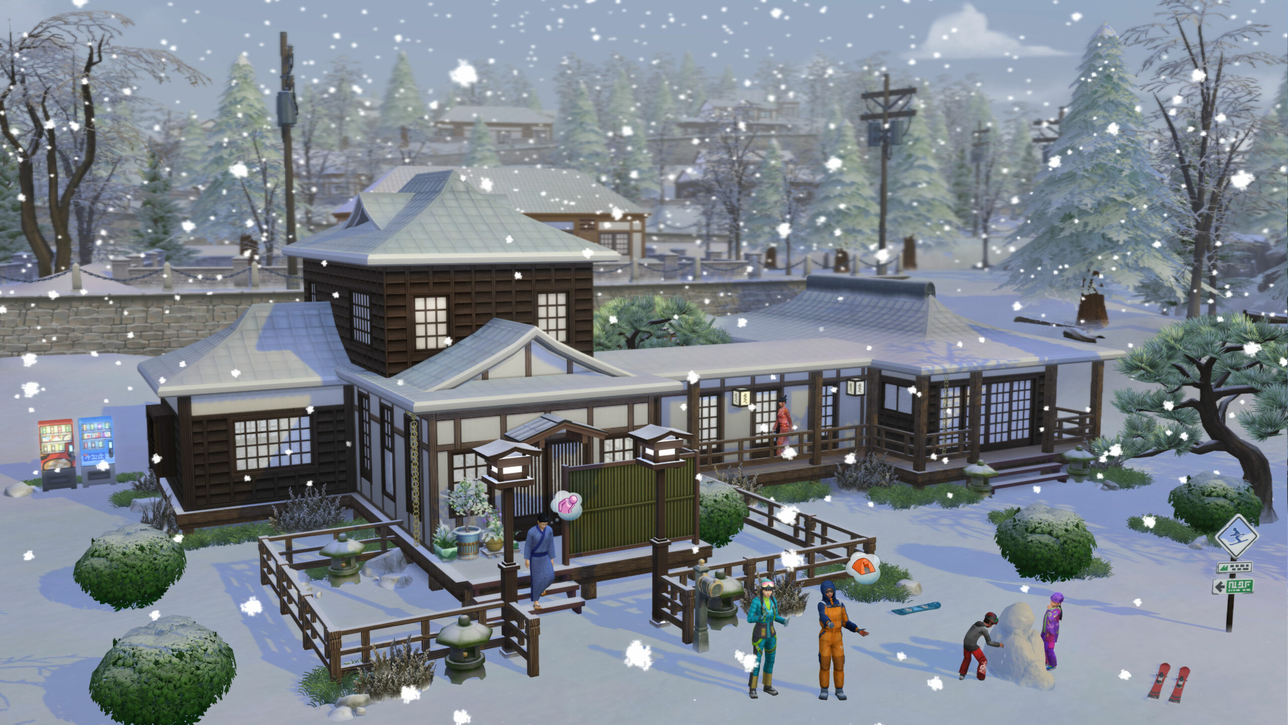 Bekijk hoe EA Game Changers Mt. Komorebi vorm hebben gegeven in De Sims 4 Sneeuwpret
